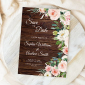 赤面エレガントピンクの花の日付カードを保存 セーブザデート