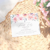 赤面エレガントピンクの花の最初の聖餐式 インビテーションポストカード