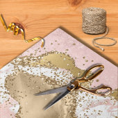 赤面エレガントピンクアゲートストーン金ゴールドグリッターインレイ 薄葉紙