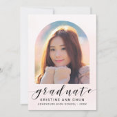 赤面エレガントピンクアーチ2025写真卒業 案内状 (正面)