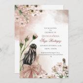 赤面エレガントピンクウォーターカラーキンセアニラ招待状 招待状 (正面/裏面)