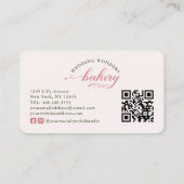 赤面エレガントピンクウォーターカラーフローラケーキベーカリー 名刺 (裏面)