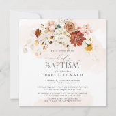 赤面エレガントピンクウォーター色フローラガールバプテスマ 招待状 (正面)