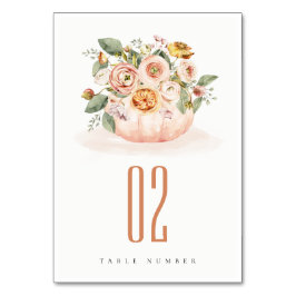 赤面エレガントピンクカボチャフローラ水彩 テーブルナンバー