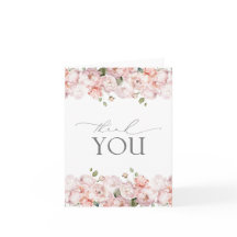 赤面エレガントピンクガーデンフラワーズサンキューカード