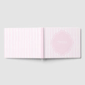 赤面エレガントピンクガールストライプのベビーシャワー ゲストブック (全面)