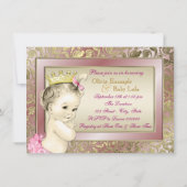 赤面エレガントピンクガールズティーパーティー赤ちゃんシャワー 招待状 (裏面)