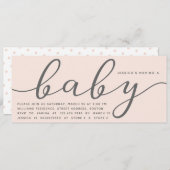 赤面エレガントピンクガール赤ちゃんシャワー 招待状 (正面/裏面)