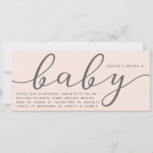 赤面エレガントピンクガール赤ちゃんシャワー 招待状 (正面)
