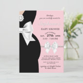 赤面エレガントピンクグラムティファニーテーマベビーシャワー 招待状 (スタンド正面)