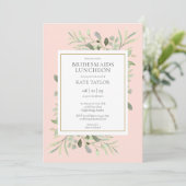 赤面エレガントピンクグリーナリーブリデスメイドランチョン 招待状 (スタンド正面)