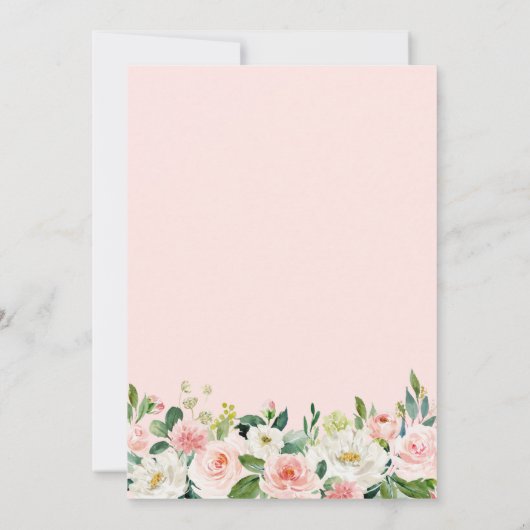 赤面エレガントピンクグリーン金ゴールドフローラキンセアニラ 招待状 (裏面)