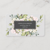 赤面エレガントピンクグレーウォーター色フローラ開花 名刺 (正面)