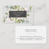 赤面エレガントピンクグレーウォーター色フローラ開花 名刺 (正面/裏面)