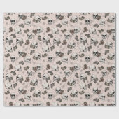 赤面エレガントピンクゴシックスカルハロウィーン ラッピングペーパー (フラット)