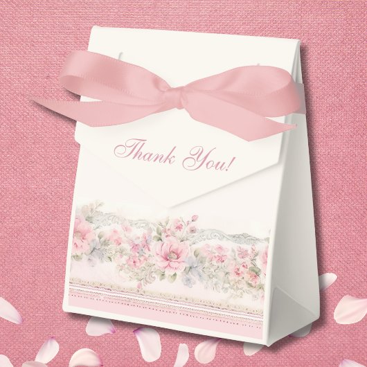 赤面エレガントピンクシャビーシックフローラベビーシャワー フェイバーボックス