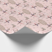 赤面エレガントピンクシルバーネームエイジ文字バレリーナ ラッピングペーパー (角)