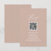 赤面エレガントピンクシンプルスクリプトQRウェディングRSVP エンクロージャーカード (正面/裏面)