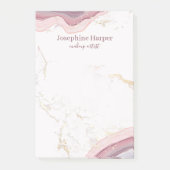 赤面エレガントピンクジオード金ゴールドグリッターマーブルアゲート ポストイット (正面)