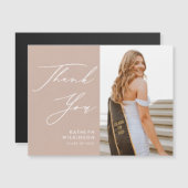 赤面エレガントピンクスクリプト写真GRAD Thank You (正面/裏面)