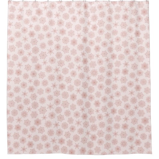 赤面エレガントピンクスノーフレークスクリスマスホリデーズ シャワーカーテン (正面)