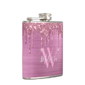 赤面エレガントピンクスパルクルグリッタードリップスモノグラム フラスク (右)