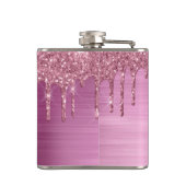 赤面エレガントピンクスパルクルグリッタードリップスモノグラム フラスク (裏面)