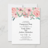 赤面エレガントピンクセージグリーンフローラ婚約 招待状 (正面)