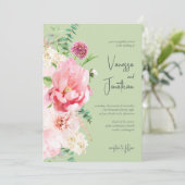 赤面エレガントピンクセージグリーンフローラ 招待状 (スタンド正面)