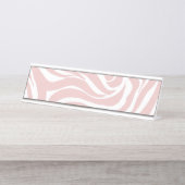 赤面エレガントピンクゼブラホワイトアニマルプリント デスクネームプレート (正面)