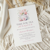 赤面エレガントピンクタイム用ティーブライダルシャワー 招待状