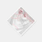 赤面エレガントピンクダイヤモンドナシベビーシャワー スタンダードカクテルナプキン (角)