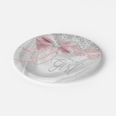 赤面エレガントピンクダイヤモンドナシベビーシャワー ペーパープレート (アングル)