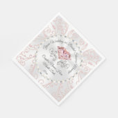 赤面エレガントピンクダイヤモンドナプキンパーソナライズされた スタンダードランチョンナプキン (角)