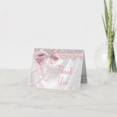 赤面エレガントピンクダイヤモンドパールガーリーベビーシャワー サンキューカード (正面)