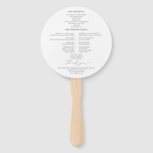 赤面エレガントピンクダスティバラ結婚式 プログラム ハンドファン (裏面)