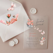 赤面エレガントピンクティーブランチフローラブライダルシャワー アクリル招待状