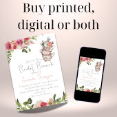 赤面エレガントピンクティーブランチフローラブライダルシャワー 招待状