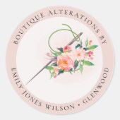 赤面エレガントピンクニードル水カラーフローラテーラー ラウンドシール (正面)