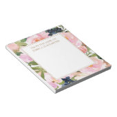 赤面エレガントピンクネイビーブルーフローラデスクから ノートパッド (アングル)