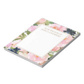赤面エレガントピンクネイビーブルーフローラデスクから ノートパッド (回転)