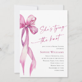 赤面エレガントピンクハンドドロウドボウブライダルシャワー 招待状