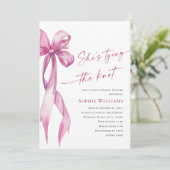 赤面エレガントピンクハンドドロウドボウブライダルシャワー 招待状 (スタンド正面)