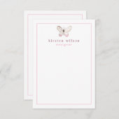 赤面エレガントピンクバタフライパーソナライズされた ノートカード (正面/裏面)