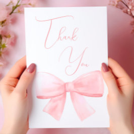 赤面エレガントピンクパステルボーガールベビーシャワー サンキューカード