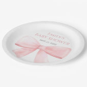 赤面エレガントピンクパステルボーガールベビーシャワー ペーパープレート (アングル)