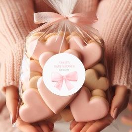 赤面エレガントピンクパステルボーガールベビーシャワー ラウンドシール