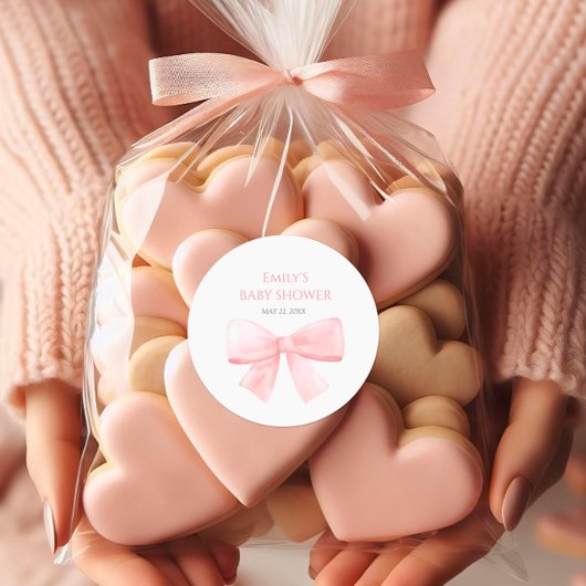 赤面エレガントピンクパステルボーガールベビーシャワー ラウンドシール