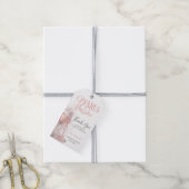 赤面エレガントピンクパールとプロセッコありがとう ギフトタグ (より糸付き)