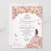 赤面エレガントピンクピーチフローラキンセアニェラ 招待状 (正面)